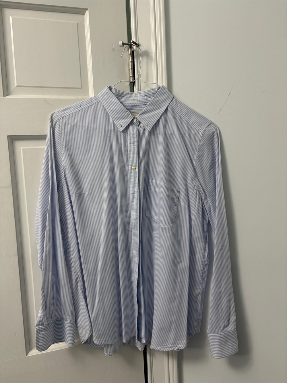GAP Women's Light Blue Pinstripe Button-Down Shirt